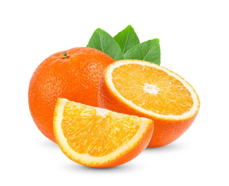 orange citrus fruit with leaf  isolated on white background